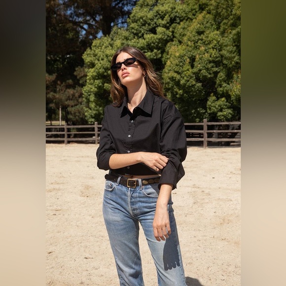 Nwt MYSTERY-Black BUTTON UP CAMO POCKET &Cuff Patch Military Adams’s Top - Picture 4 of 5